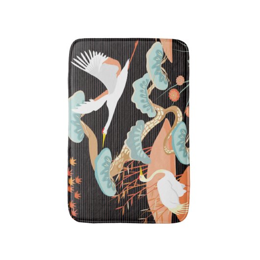 Krane, Helden: Japanisches Vogelmuster. Badematte (Vorderseite Vertikal)