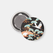 Krane, Helden: Japanisches Vogelmuster. Magnet (Vorderseite/Rückseite)