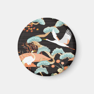 Krane, Helden: Japanisches Vogelmuster. Magnet