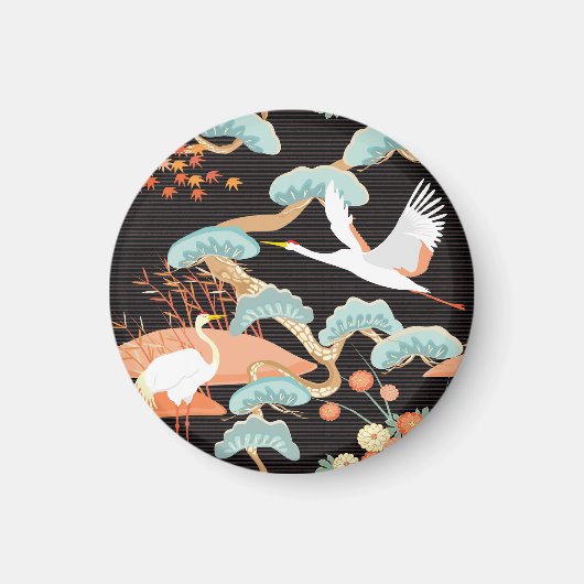 Krane, Helden: Japanisches Vogelmuster. Magnet (Vorne)