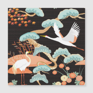Krane, Helden: Japanisches Vogelmuster. Magnetkarte