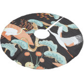 Krane, Helden: Japanisches Vogelmuster. Polyester Weihnachtsbaumdecke (Schrägansicht)