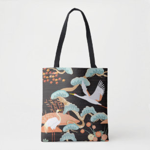 Krane, Helden: Japanisches Vogelmuster. Tasche
