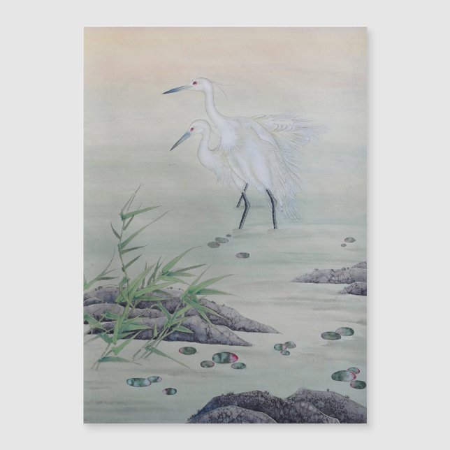 Krane im chinesischen Fluss Magnetkarte (Vorderseite)