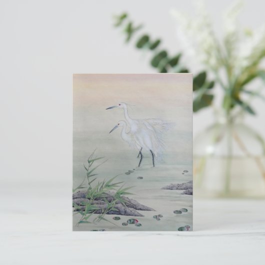 Krane im chinesischen Fluss Postkarte (Stehend Vorderseite)