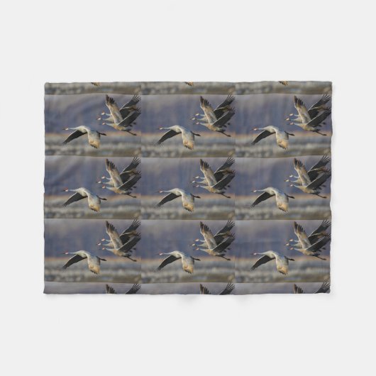 Kräne im Flug Fleecedecke (Vorderseite (Horizontal))