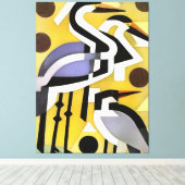 Krane im geometrischen Abstrakten Kunststil auf Ge Leinwanddruck (Insitu (Holzboden))