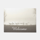 Krane im Nebel Fußmatte (Vorderseite)