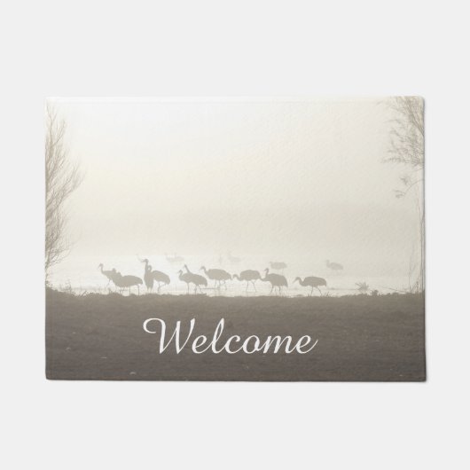 Krane im Nebel Fußmatte (Vorderseite)