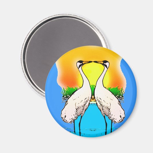 Krane in der Liebe Magnet (Vorderseite/Rückseite)