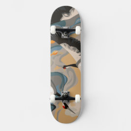 Krane in die Höhe über dem Fluss Skateboard