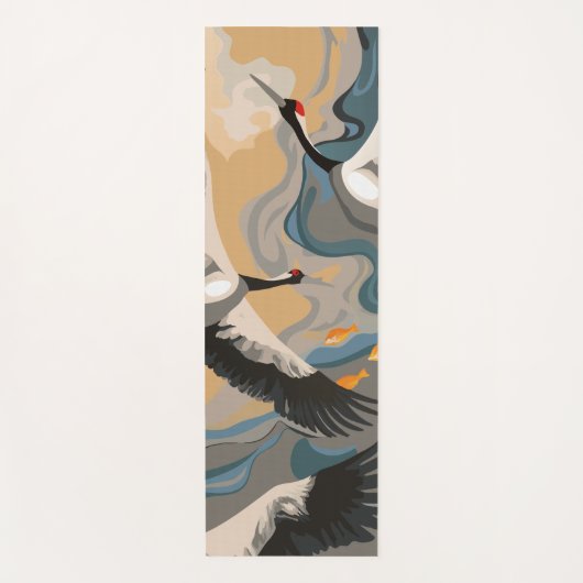 Krane in die Höhe über dem Fluss Yogamatte (Vorderseite)