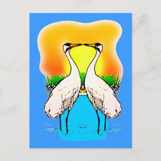 Krane in Liebe zerquetschen Postkarte (Vorderseite)