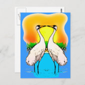 Krane in Liebe zerquetschen Postkarte (Vorne/Hinten)