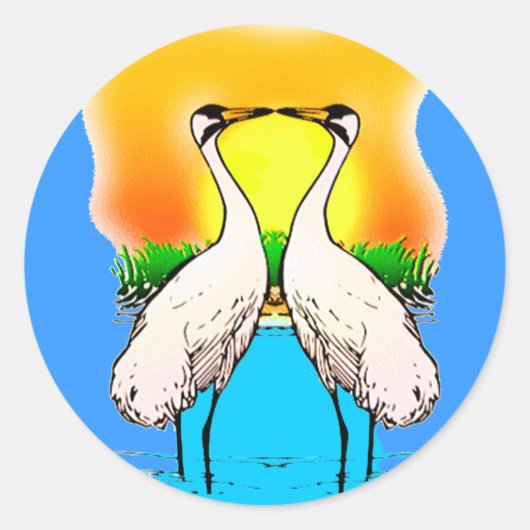 Krane in Liebe zerquetschen Runder Aufkleber (Vorderseite)