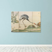 Krane, Kiefern und Bambus Leinwanddruck (Insitu (Holzboden))