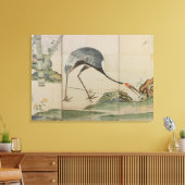 Krane, Kiefern und Bambus Leinwanddruck (Insitu (Wohnzimmer))