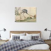 Krane, Kiefern und Bambus Leinwanddruck (Insitu (Schlafzimmer))