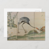 Krane, Kiefern und Bambus Postkarte (Vorne/Hinten)