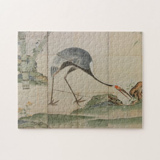 Kräne, Kiefern und Bambus Puzzle (Horizontal)