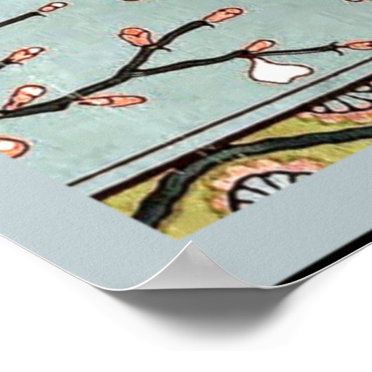 Krane - Mandelblüten und Schwalben Poster (Ecke)