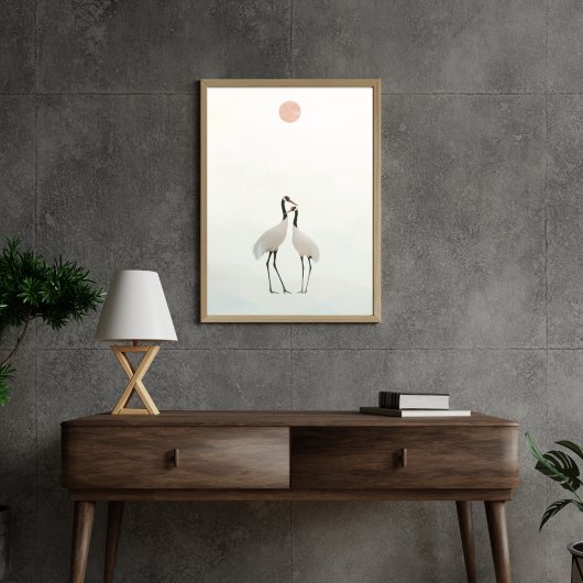 Krane Minimalistische Ästhetik Weißbeige A-2 Poster