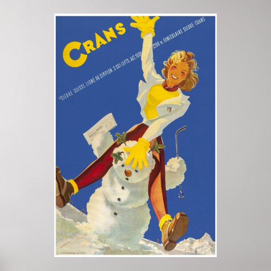 Krane - Montana, Suisse, Skitourenplakat Poster (Vorne)