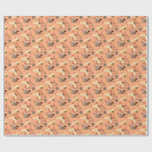 Krane, Sakura, farbenfroh, blumenreich, Kantalupe. Geschenkpapier (Flach)