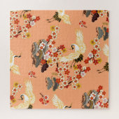 Krane, Sakura, farbenfroh, blumenreich, Kantalupe. Puzzle (Horizontal)