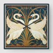 Krane - Schwan und Rush und Iris Quadratische Wanduhr (Vorderseite)