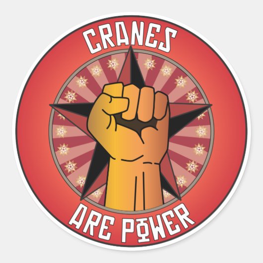 Krane sind Power Runder Aufkleber (Vorderseite)