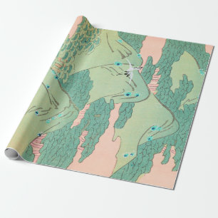 Krane über Gebirge Vintages japanisches Muster Geschenkpapier