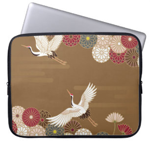 Krane und Chrysanthemen Japanische traditionelle K Laptopschutzhülle