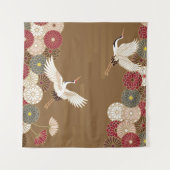 Krane und Chrysanthemen Japanische traditionelle K Wandteppich (Vorderseite (Horizontal))