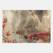 Krane und Dame im orientalischen Stil Geschenkpapier Set (Vorderseite 2)