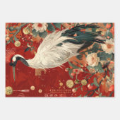 Krane und Dame im orientalischen Stil Geschenkpapier Set (Vorderseite)