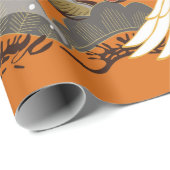 KRÄNE UND FARBSAKURA. Farbenfroh, blumennahtlos Geschenkpapier (Rolleneckpunkt)