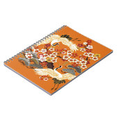 KRÄNE UND FARBSAKURA. Farbenfroh, blumennahtlos  Notizblock (Linke Seite)