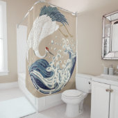 Krane und japanische Wave Illustration. Traditione Duschvorhang (Beispiel)