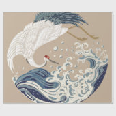 Krane und japanische Wave Illustration. Traditione Geschenkpapier (Flach)