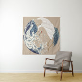 Krane und japanische Wave Illustration. Traditione Wandteppich (Beispiel (Horizontal))