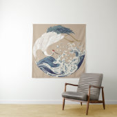 Krane und japanische Wave Illustration. Traditione Wandteppich (Beispiel)