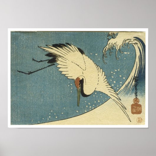 Krane und Wave, Hiroshige Poster (Vorne)