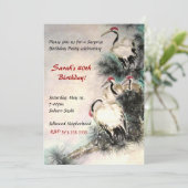 Krane zum Geburtstag Einladung (Stehend Vorderseite)