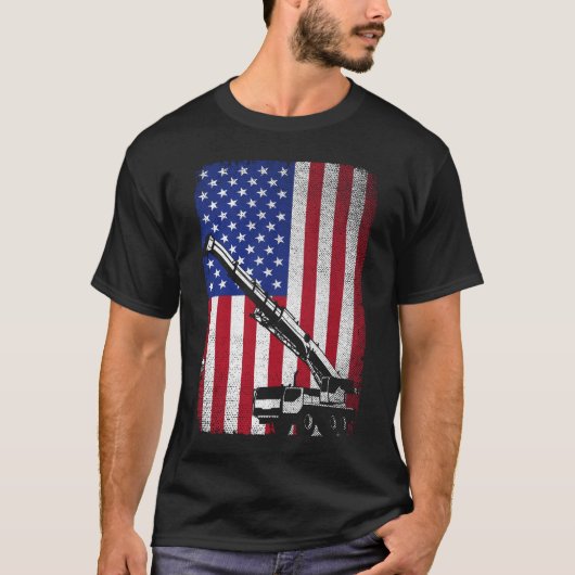 Kranführer Heavy Machinery Usa American Flag T-Shirt (Vorderseite)