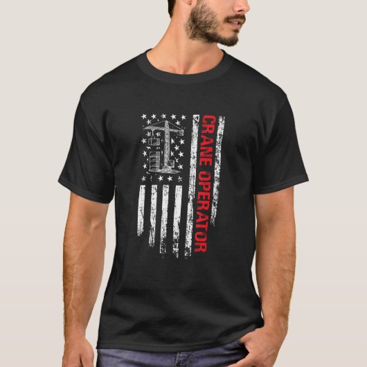 Kranführer US-Flagge Kranführer T-Shirt (Vorderseite)