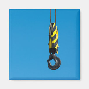 Kranhaken mit gelben und schwarzen Streifen Magnet