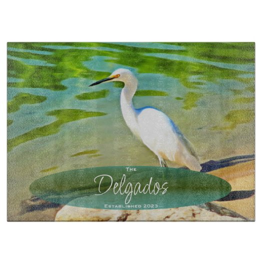 Kranich am Mismaloya-Fluss 0335 Schneidebrett (Vorderseite)