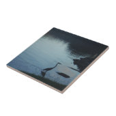 Kranich am See bei Sonnenuntergang Fliese (Seite)