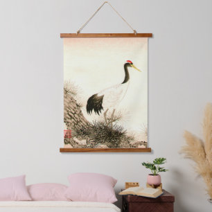 Kranich auf Kiefer Baum Ito NisaburoIto Nisaburo Wandteppich Mit Holzrahmen